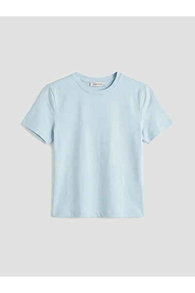 LC Waikiki Μπλε Γυναικείο Crop με λαιμόκοψη ποδηλάτου