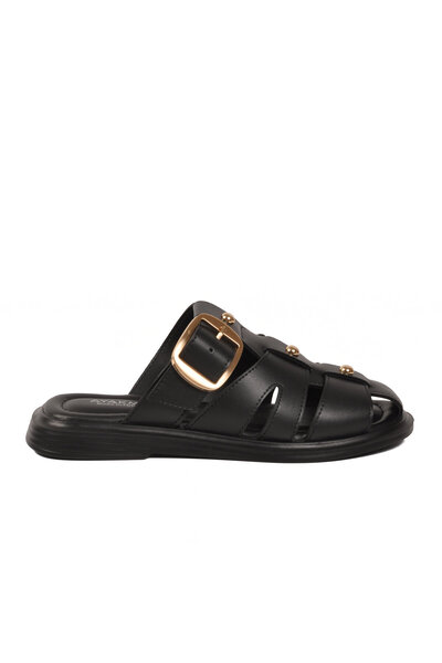 AYAKMOD Μαύρες γυναικείες παντόφλες Slingback 322224 Z