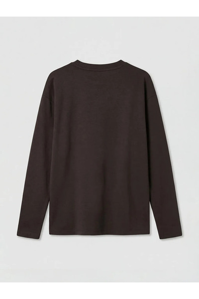 LC Waikiki Καφέ μπλουζάκι για κορίτσια με λαιμόκοψη ποδηλάτου και απαλή υφή