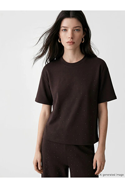 LC Waikiki Γυναικείο μπλουζάκι Brown Stone Soft Touch