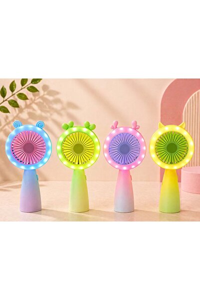 Store Şarjlı Mini El Fanı 2 Kademeli Işıklı Taşınabilir USB Sessiz Güçlü Vant...