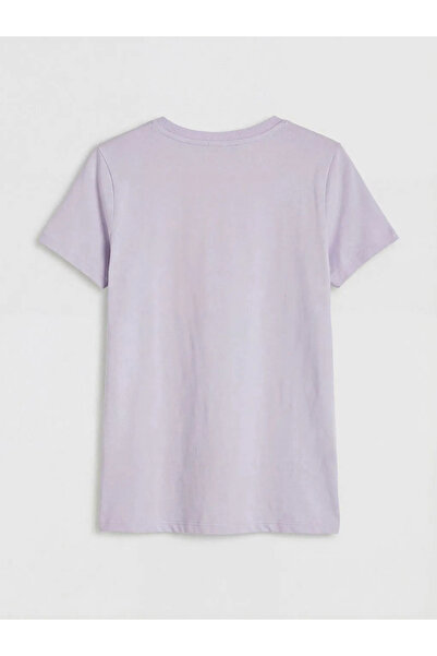 LC Waikiki Γυναικείο μπλουζάκι Lilac Crew Neck με τύπωμα