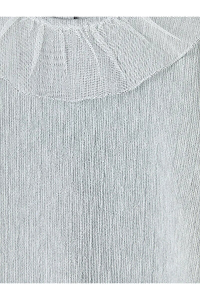 LC Waikiki Γκρι μπλουζάκι με γκλίτερ για κορίτσια και ισπανικό κολάν με φαρδι...