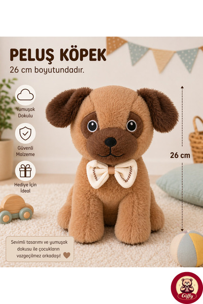 giffy Oyuncak Peluş Kedi Köpek 26 CM Uyku ve Oyun Arkadaşı Yumuşak Hediyelik ...