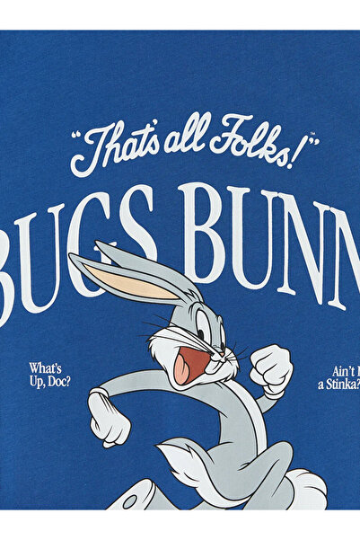 LC Waikiki Γυναικείο μπλουζάκι με στάμπα Bugs Bunny σε μπλε χρώμα