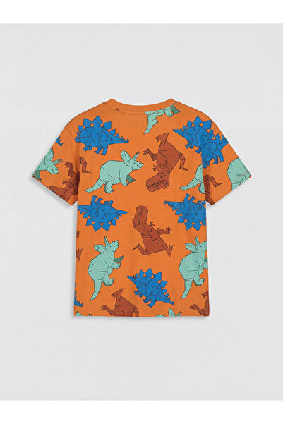 LC Waikiki Πορτοκαλί μπλουζάκι για αγόρια με στάμπα δεινοσαύρου και λαιμόκοψη...