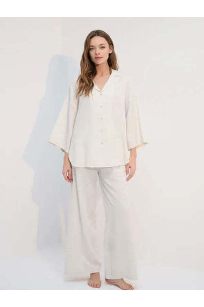 BONJOUR MADAME Σετ Πιτζάμες Ζακάρ από Λινό BJM-1746