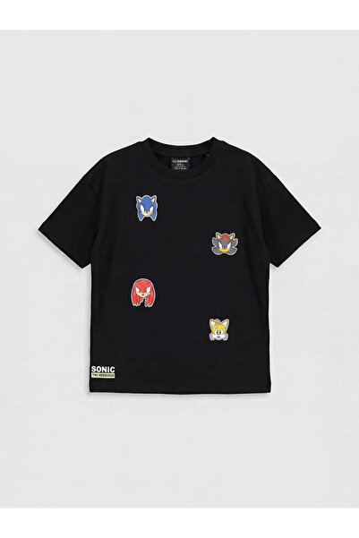 LC Waikiki Μαύρο μπλουζάκι για αγόρια με στάμπα Sonic