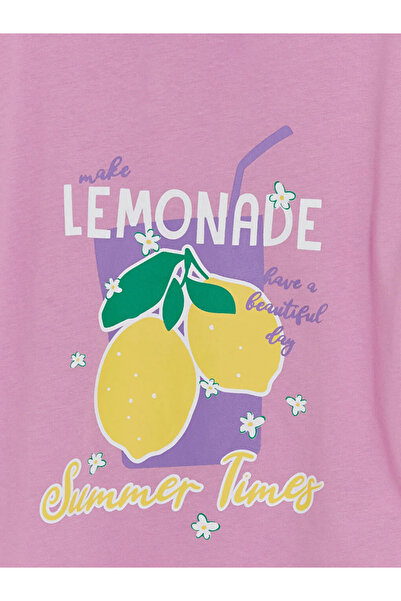 LC Waikiki Lila guler rotund cu imprimeu Tricou pentru fete