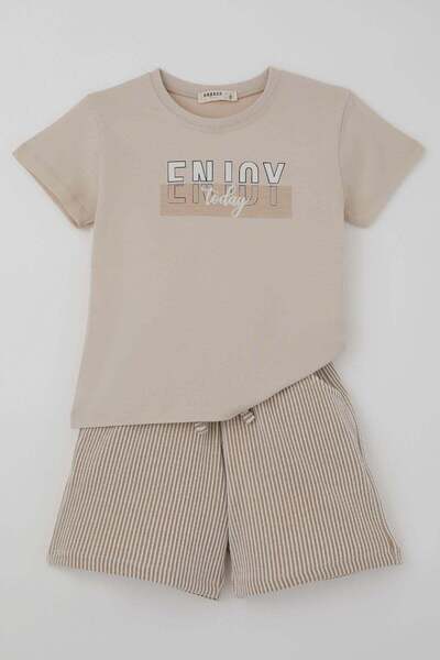 Breeze Σετ σορτς για αγόρια με στάμπα κειμένου και αξεσουάρ με κορδόνια, 1,5-...