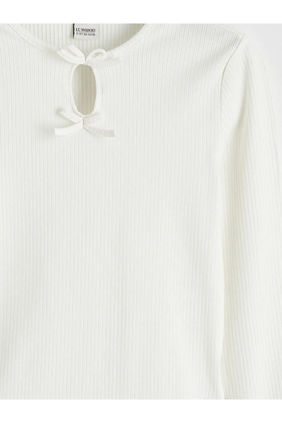 LC Waikiki Κοριτσίστικο μπλουζάκι με λεπτομέρεια φιόγκου σε χρώμα εκρού