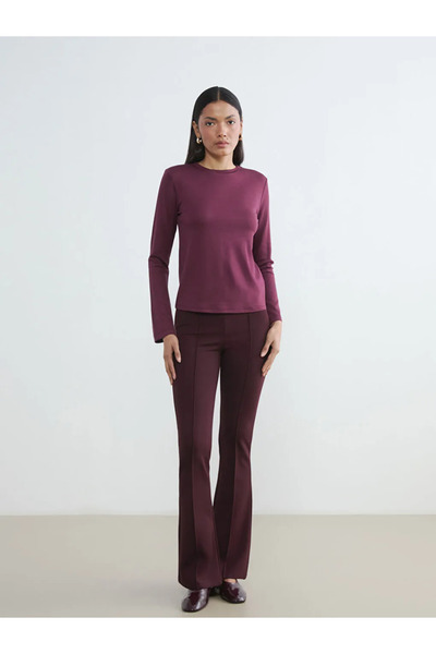 LC Waikiki Γυναικείο μπλουζάκι Plum Crew Neck