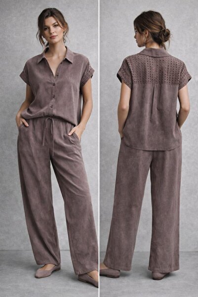 QİMYA BUTİK Egzoti̇k Asorti̇k Women's Scallop Detailed Aykol V-Neck Blouse St...