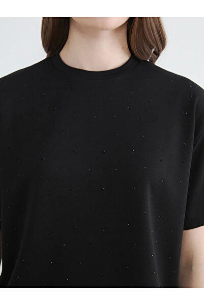 LC Waikiki Γυναικείο μπλουζάκι Black Stone Soft Touch