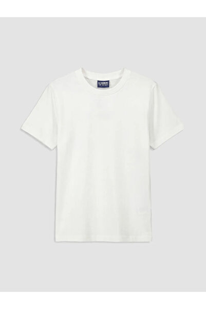 LC Waikiki Λευκό μπλουζάκι για αγόρια με κοντό μανίκι και λαιμόκοψη ποδηλάτου