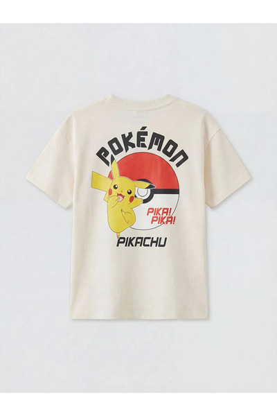 LC Waikiki Μπεζ μπλουζάκι για αγόρια με στάμπα Pikachu