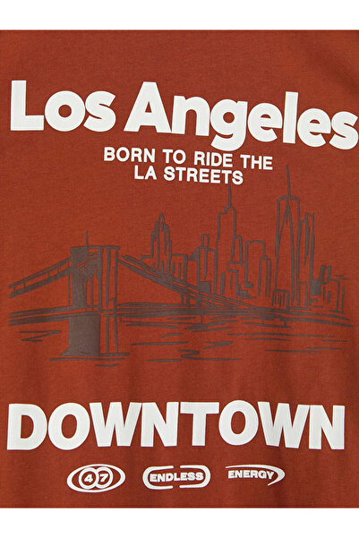 LC Waikiki Πορτοκαλί μπλουζάκι για αγόρια με στάμπα Los Angeles