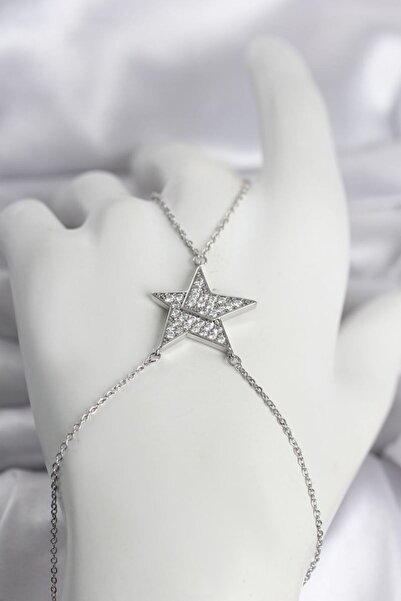 norsary Brass Silver Color Zircon Stone Star Model Women's Şahmeran
