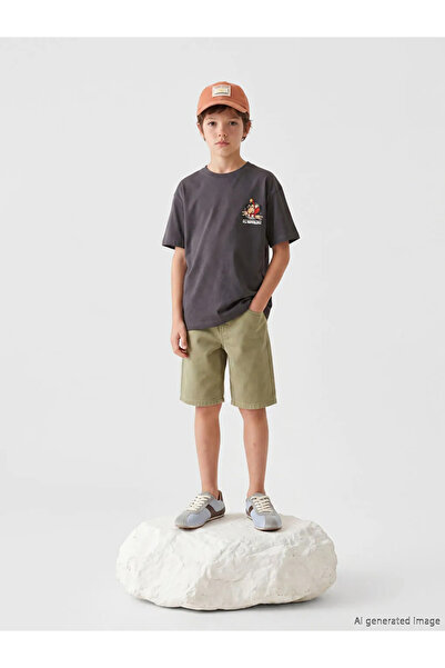 LC Waikiki Μπλουζάκι για αγόρια με στάμπα Anthracite Nostalgic Monkey