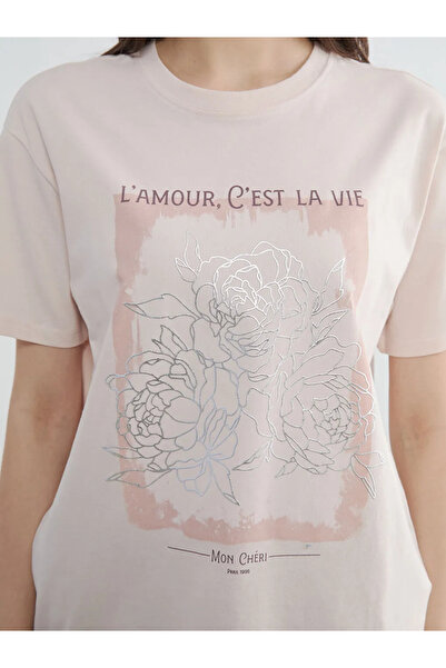 LC Waikiki Γυναικείο μπλουζάκι με ροζ λαιμόκοψη