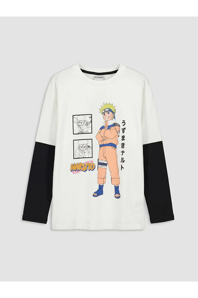 LC Waikiki Λευκό μπλουζάκι για αγόρια με στάμπα Naruto