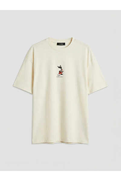 LC Waikiki Γυναικείο μπλουζάκι Oversize με στάμπα ψαριού σε χρώμα εκρού