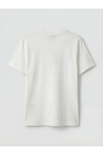 LC Waikiki Λευκό γυναικείο μπλουζάκι με λαιμόκοψη ποδηλάτου και στάμπα NYC