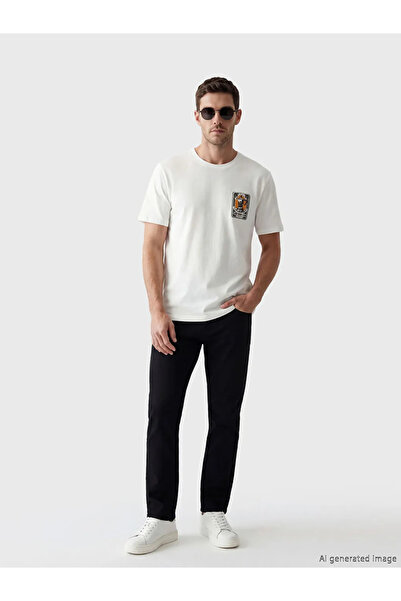 LC Waikiki Ανδρικό μπλουζάκι με στάμπα σε χρώμα εκρού