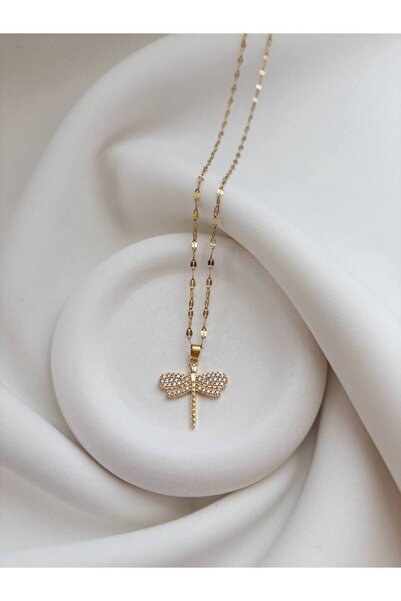 Minne Jewelry-Accessory قلادة على شكل يعسوب - قلادة مرصعة بحجر الزركون - قلاد...