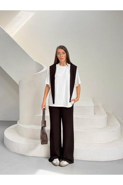 Linarose Γυναικείο σετ φόρμας από ύφασμα Modal με σάλι και διακοσμητικό γιακά