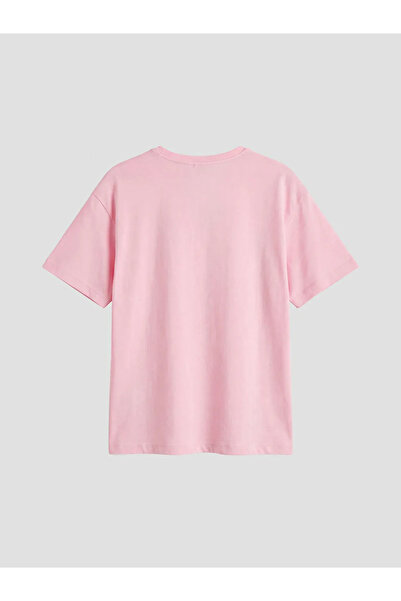 LC Waikiki Tricou roz pentru fete guler rotund cu imprimeu - Pachet de 2