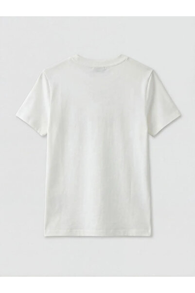 LC Waikiki Λευκό γυναικείο μπλουζάκι με λαιμόκοψη Με κέντημα