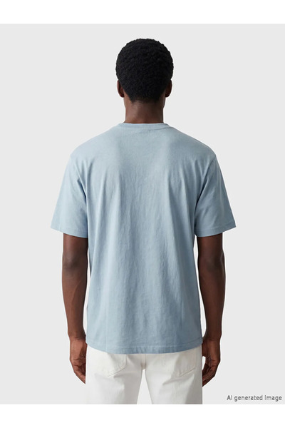 LC Waikiki Μπλε Χαλαρό Μπλουζάκι Βασικής Εφαρμογής Χοντρό Υφασμάτινο