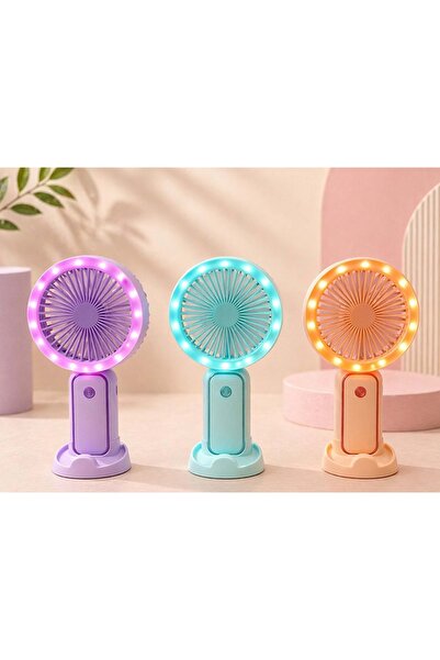 Store Şarjlı Mini El Fanı 3 Kademeli Işıklı Taşınabilir USB Sessiz Güçlü Vant...