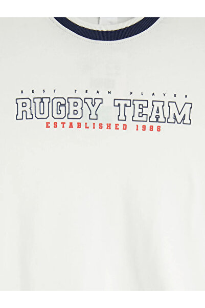 LC Waikiki Λευκό μπλουζάκι για αγόρι με στάμπα με λαιμόκοψη