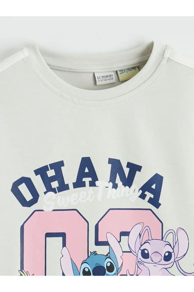 LC Waikiki Μπλουζάκι για κορίτσια με στάμπα Grey Stitch και Angel, με απαλή υφή