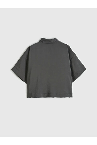 LC Waikiki Gray Modal Blend Crop Women's Shirt