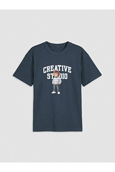 LC Waikiki Μπλουζάκι για αγόρια με στάμπα Navy Blue Monkey