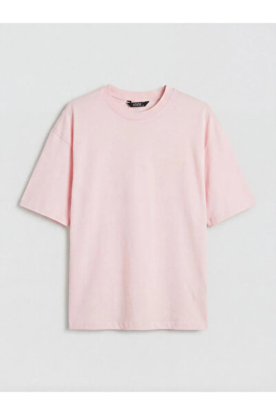 LC Waikiki Tricou roz pentru bărbați, din bumbac pieptănat, cu guler rotund