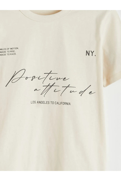 LC Waikiki Μπεζ μπλουζάκι με στάμπα για αγόρια, σετ 2 τεμαχίων