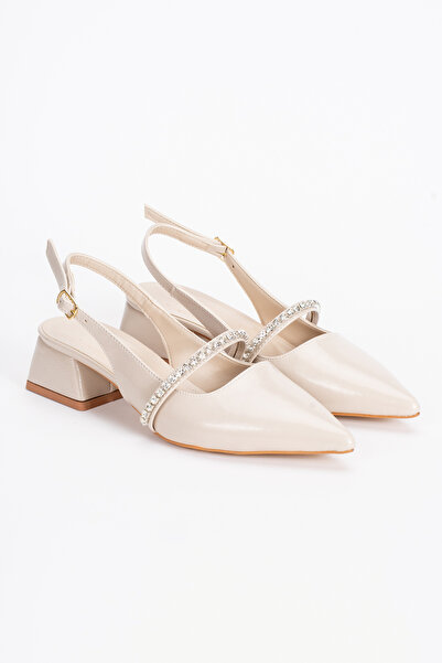 moun shoes Γυναικεία παπούτσια με τακούνι, ανοιχτή πλάτη, πέτρινη λεπτομέρεια...