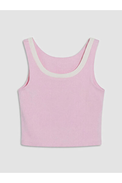 LC Waikiki Pink U-Neck Girls' Soft Touch Undershirt