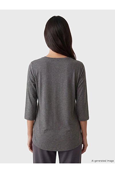 LC Waikiki Μπλούζα Anthracite Crew Neck με τύπωμα