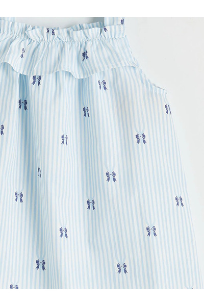 LC Waikiki Μπλε φόρεμα για κορίτσια Με βολάν ετών Ποπλίνα