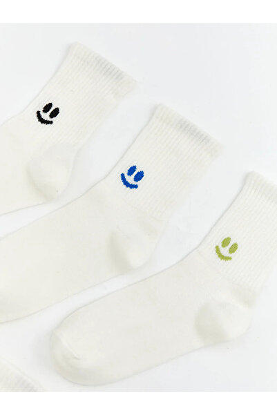 LC Waikiki Γυναικείες κάλτσες με σχέδιο εκρού, σετ 5 τεμαχίων