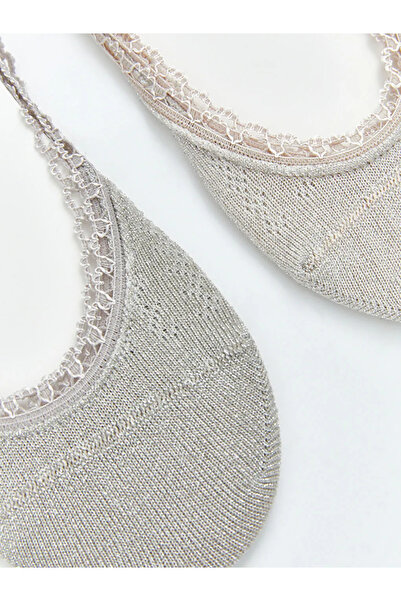 LC Waikiki Ροζ δαντελωτές γυναικείες κάλτσες μπαλαρίνας με διάτρητο σχέδιο, σ...