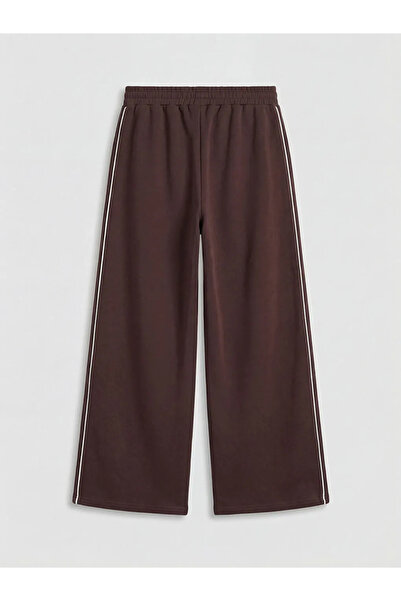 LC Waikiki Καφέ γυναικείο φούτερ με ελαστική μέση και στάμπα