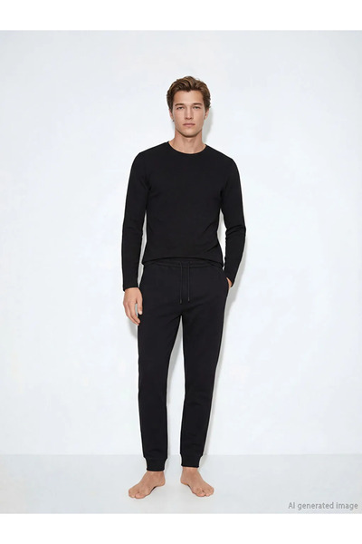 LC Waikiki Black Crew Neck Long Sleeve Men's Tank Top