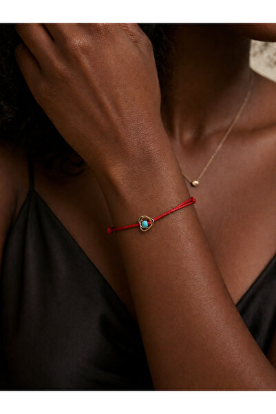 Black Beads Accessory Ruby Heart Bileklik