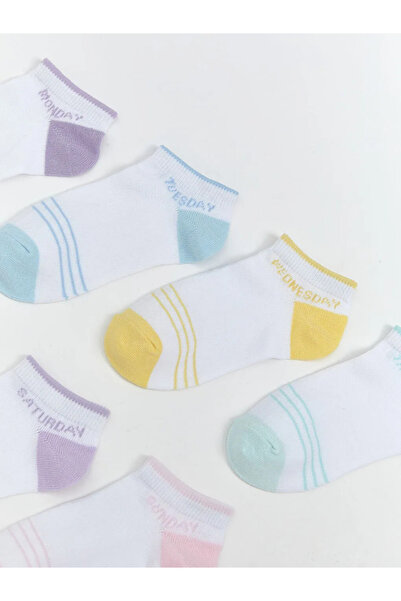 LC Waikiki Λευκές κάλτσες-μποτάκια για κορίτσια με στάμπα κειμένου, συσκευασί...